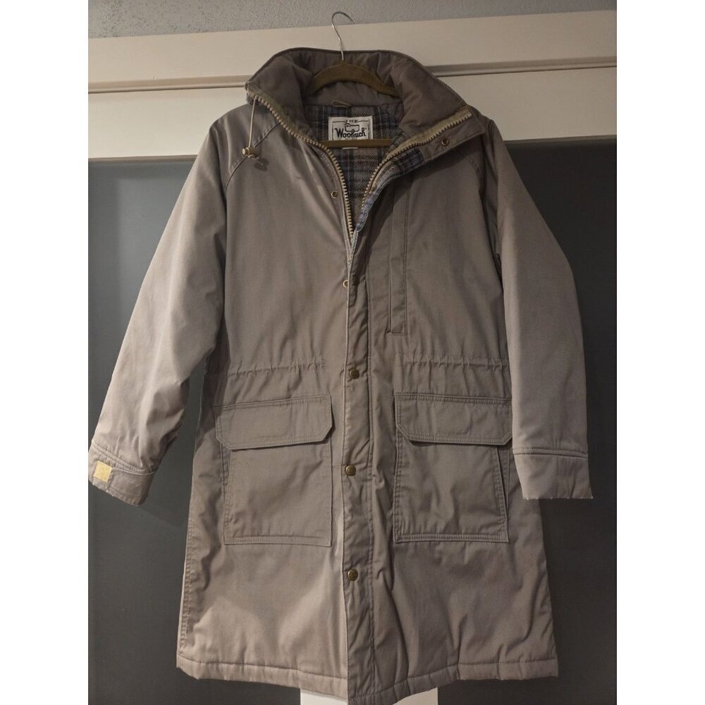 VTG Woolrich Woman Barn Chore Coat Wool Lined Plaid Sz L Parka USA MADE